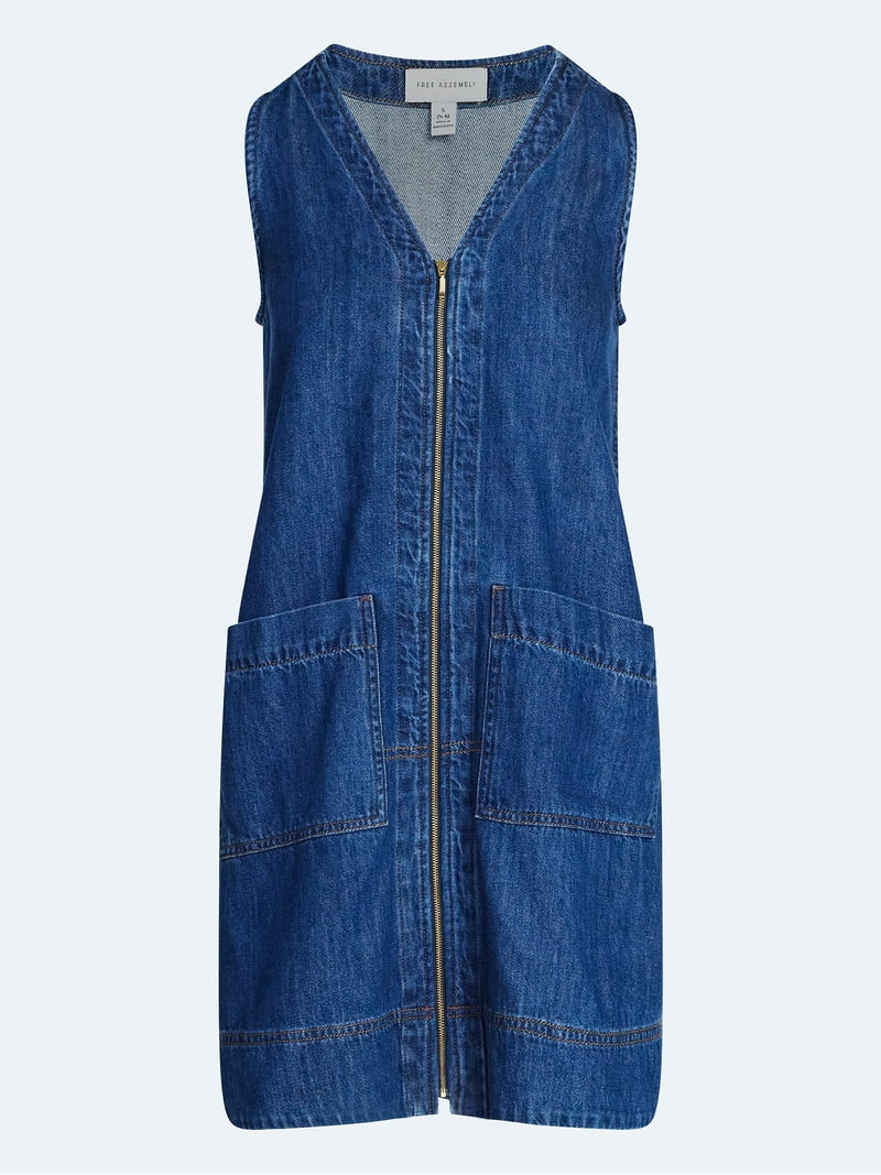 Free Assembly Women's and Women's Plus Sleeveless Denim A Line Mini Dress, Sizes XS-4X | Walmart (US)