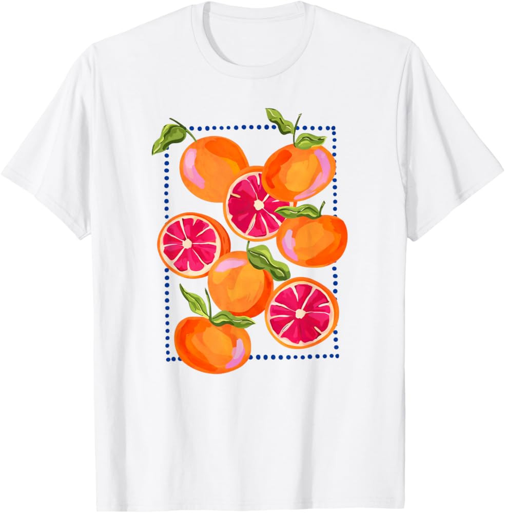 Orange Fruit Summer Vibes Artwork Citrus Orange Lovers Women T-Shirt | Amazon (US)