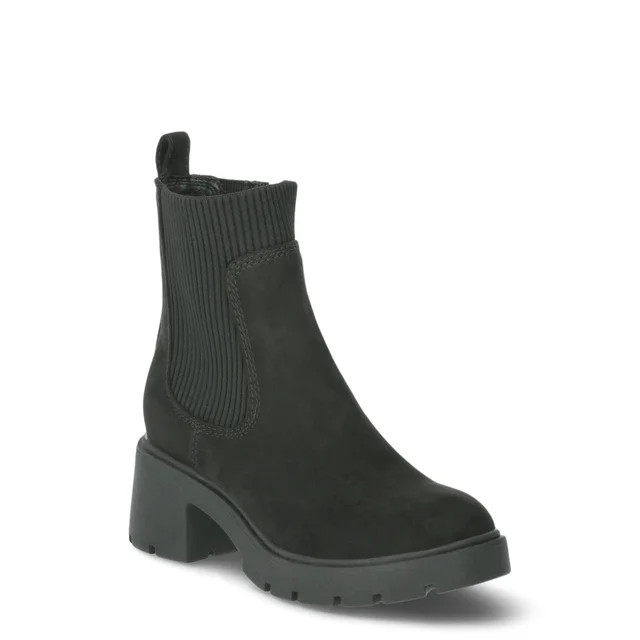 No Boundaries Women's Knit Chelsea Ankle Boots, Wide Width Available - Walmart.com | Walmart (US)