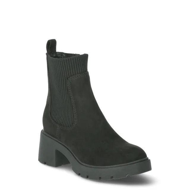 No Boundaries Women's Knit Chelsea Ankle Boots, Wide Width Available | Walmart (US)