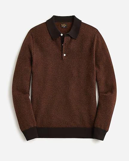 Cashmere herringbone jacquard collared sweater | J. Crew US