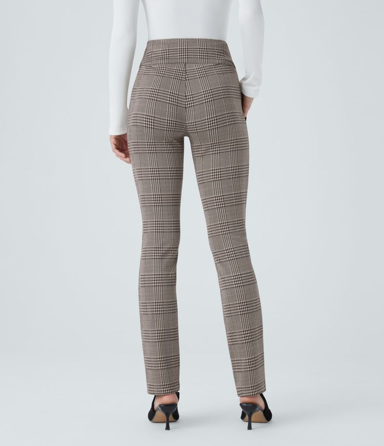 Women’s Halara Flex™ High Waisted Houndstooth Plaid Skinny Work Pants with Pockets - Halara | HALARA