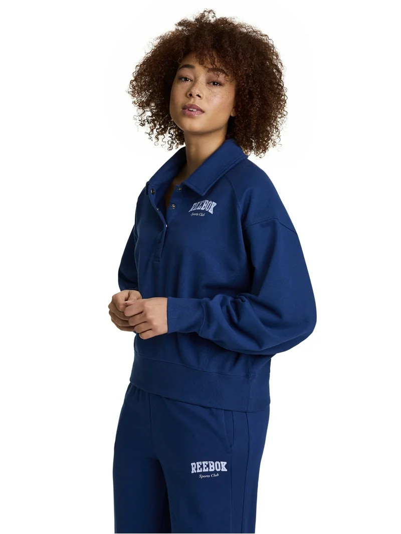 Reebok Women's All Seasons Oversize Polo Sweatshirt, Sizes XS–4X | Walmart (US)