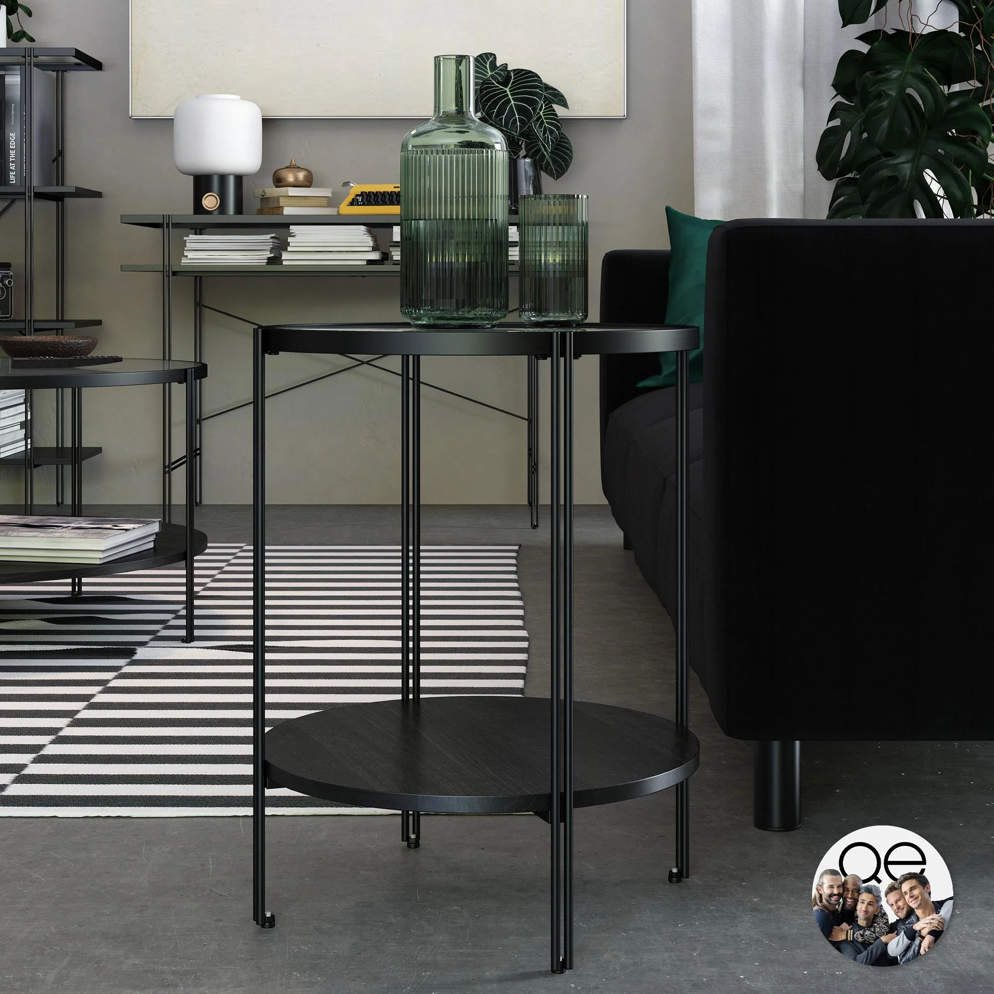 Queer Eye Wainwright Round End Table, Black Oak | Walmart (US)