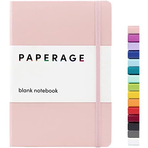PAPERAGE Dotted Journal Notebook, (Blush), 160 Pages, Medium 5.7 inches x 8 inches - 100 GSM Thic... | Amazon (US)