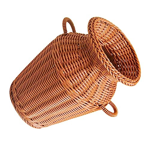 LABRIMP 1pc Creative Handwoven Rattan Flower Basket for Flower Arrangements (Light Brown) - Rustic Decorative Wicker Basket for Home Decor, Weddings, and Special Events Imitation Rattan Vase Brown | Amazon (US)