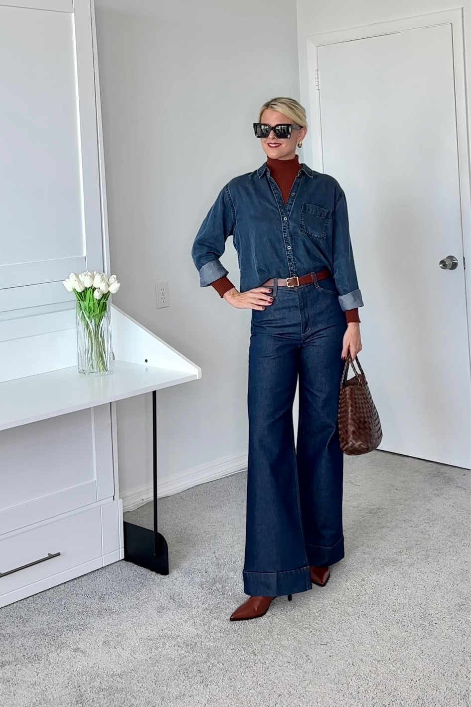 Double denim 
All true to size

#LTKSeasonal #LTKitbag