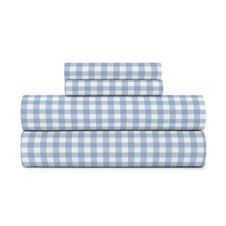 Gap Home Gingham Organic Cotton Blend Sheet Set, Queen, Blue, 4-Pieces | Walmart (US)