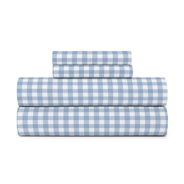 Gap Home Gingham Organic Cotton Blend Sheet Set, Queen, Blue, 4-Pieces | Walmart (US)