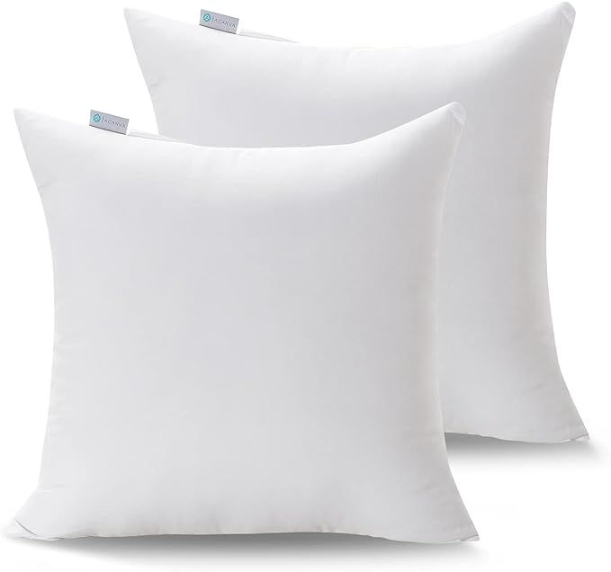 Acanva Decorative Throw Pillow Inserts for Sofa, Bed, Couch and Chair, 28" L x 28" W, White 2 Pac... | Amazon (US)