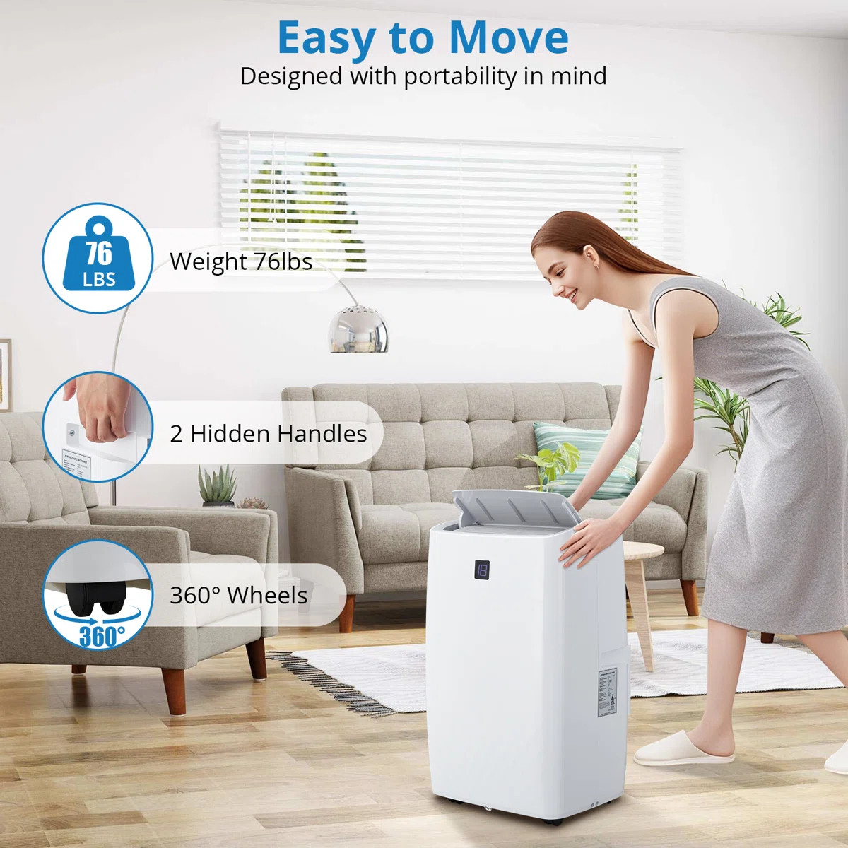 14,000 BTU Portable Air Conditioners, Cools Up to 750 Sq.Ft, Auto-Evaporation Low Noise, 3 in-1 P... | Wayfair North America