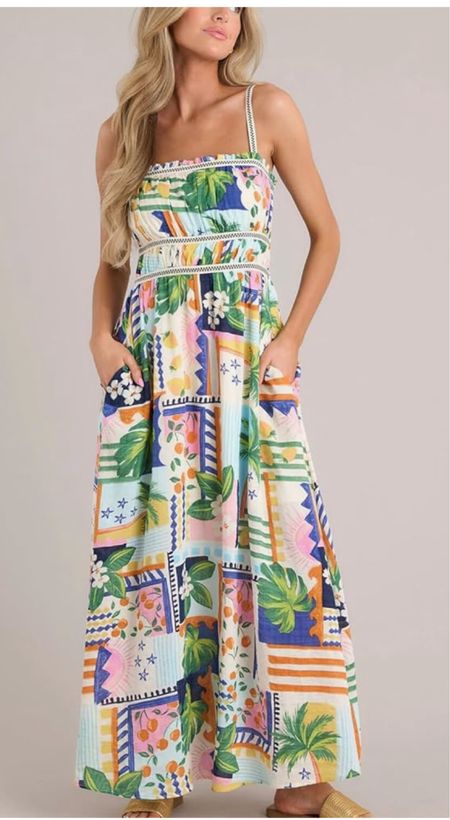 Tropical print maxi dress, vacation dress. Sundress 

#LTKFindsUnder50 #LTKOver40 #LTKFindsUnder100