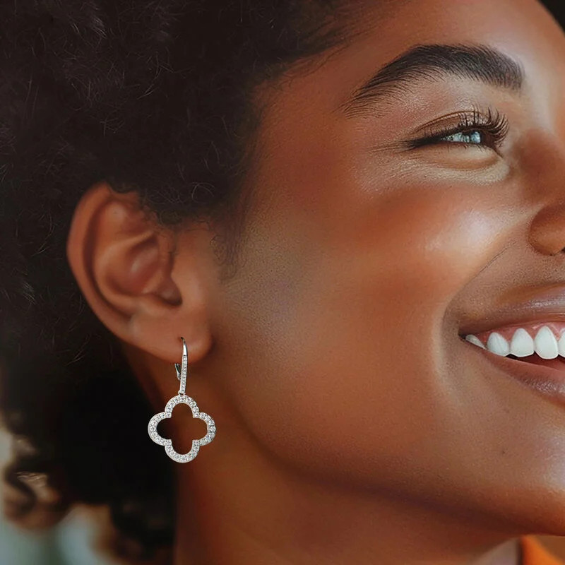 Charles Garnier 1.30 ct. t.w. CZ Clover Drop Earrings in Sterling Silver | Ross-Simons