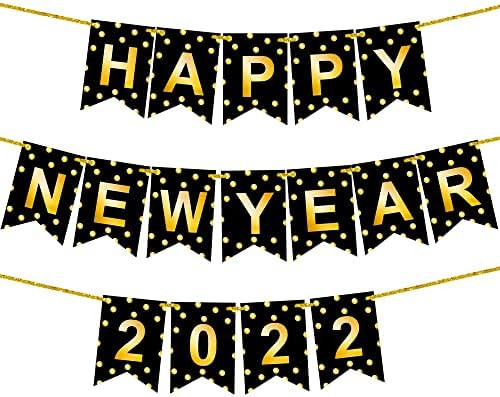 Shiny, Happy New Year Banner 2022 - Large 10 Feet, No DIY | NYE Decorations | Happy New Year Sign fo | Amazon (US)