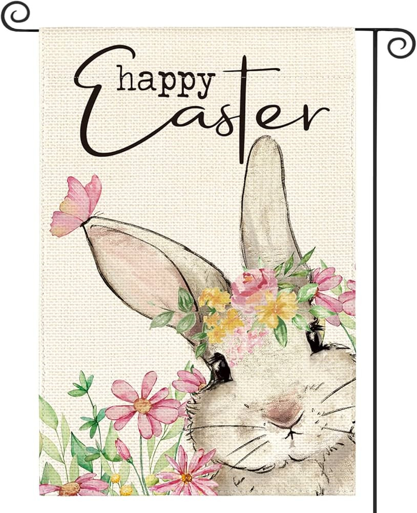 AVOIN colorlife Happy Easter Garden Flag 12x18 Inch Double Sided Outside, Floral Rabbit Pascha Ya... | Amazon (US)