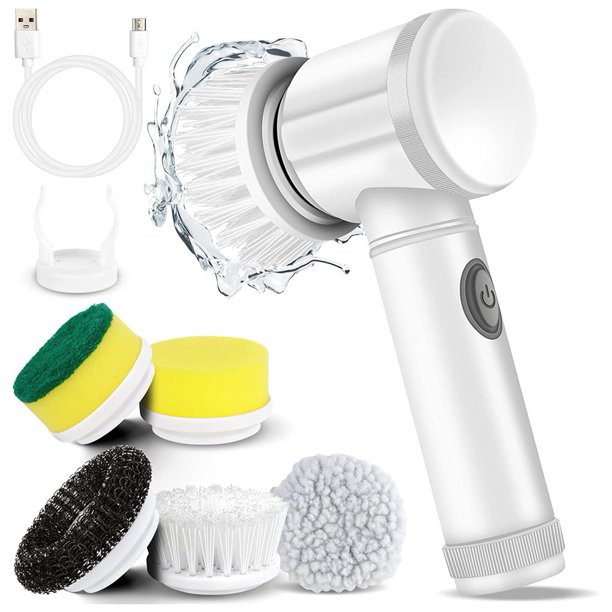Electric Spin Scrubber Electric Cleaning Brush with 5 Replaceable Brush Heads for Bathtub, Floor,... | Walmart (US)