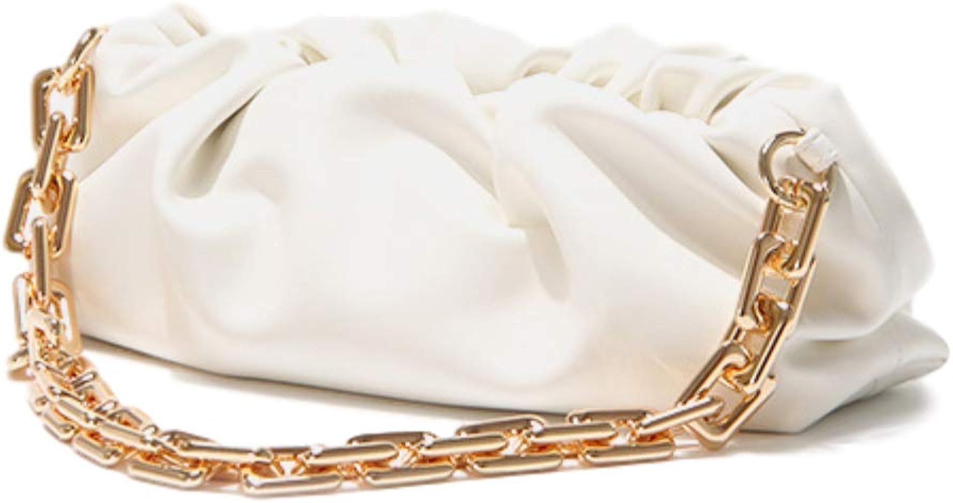 Women's Chain Pouch Bag | Cloud-Shaped Dumpling Clutch Purse | Ruched Chain Link Shoulder Handbag | Amazon (US)