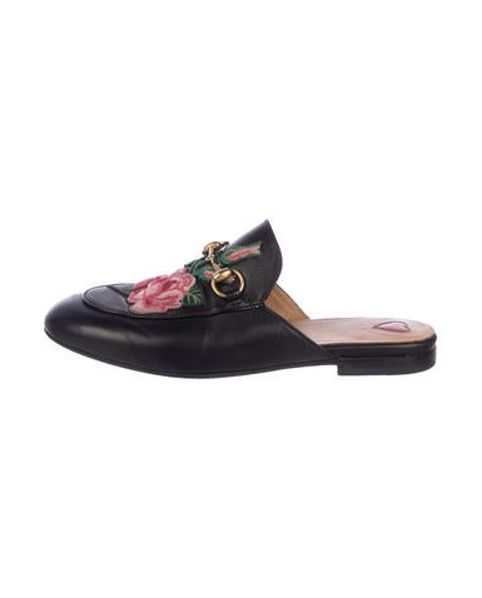 Gucci 2017 Princetown Floral Mules Black | The RealReal