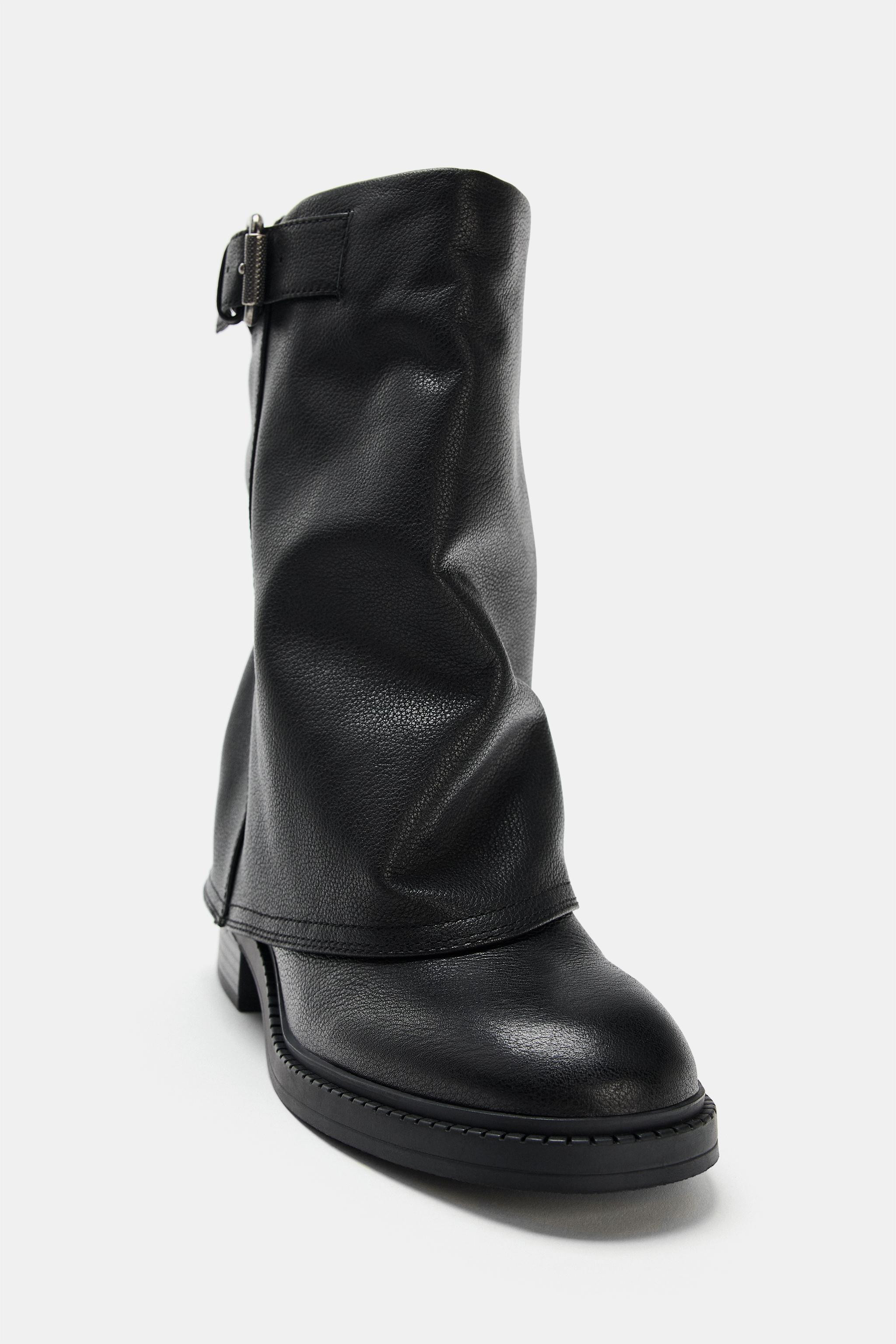 LEATHER BUCKLE ANKLE BOOTS | Zara UK