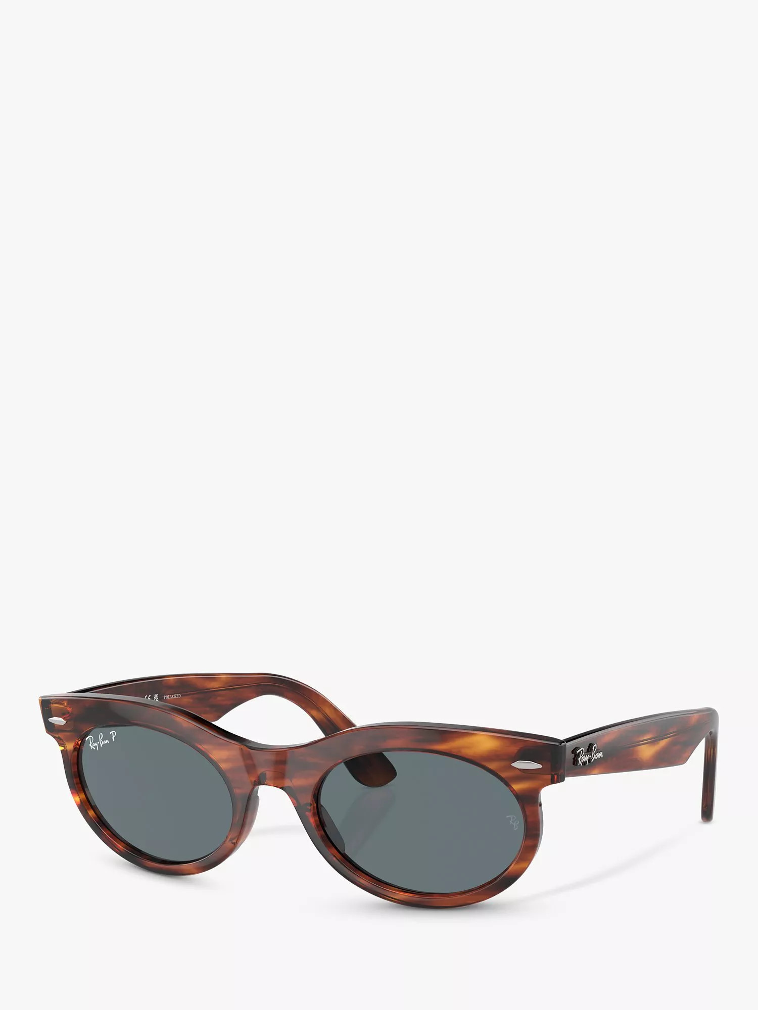 Ray-BanRB22429 Women's Polarised Oval Sunglasses, Striped Havana | John Lewis (UK)