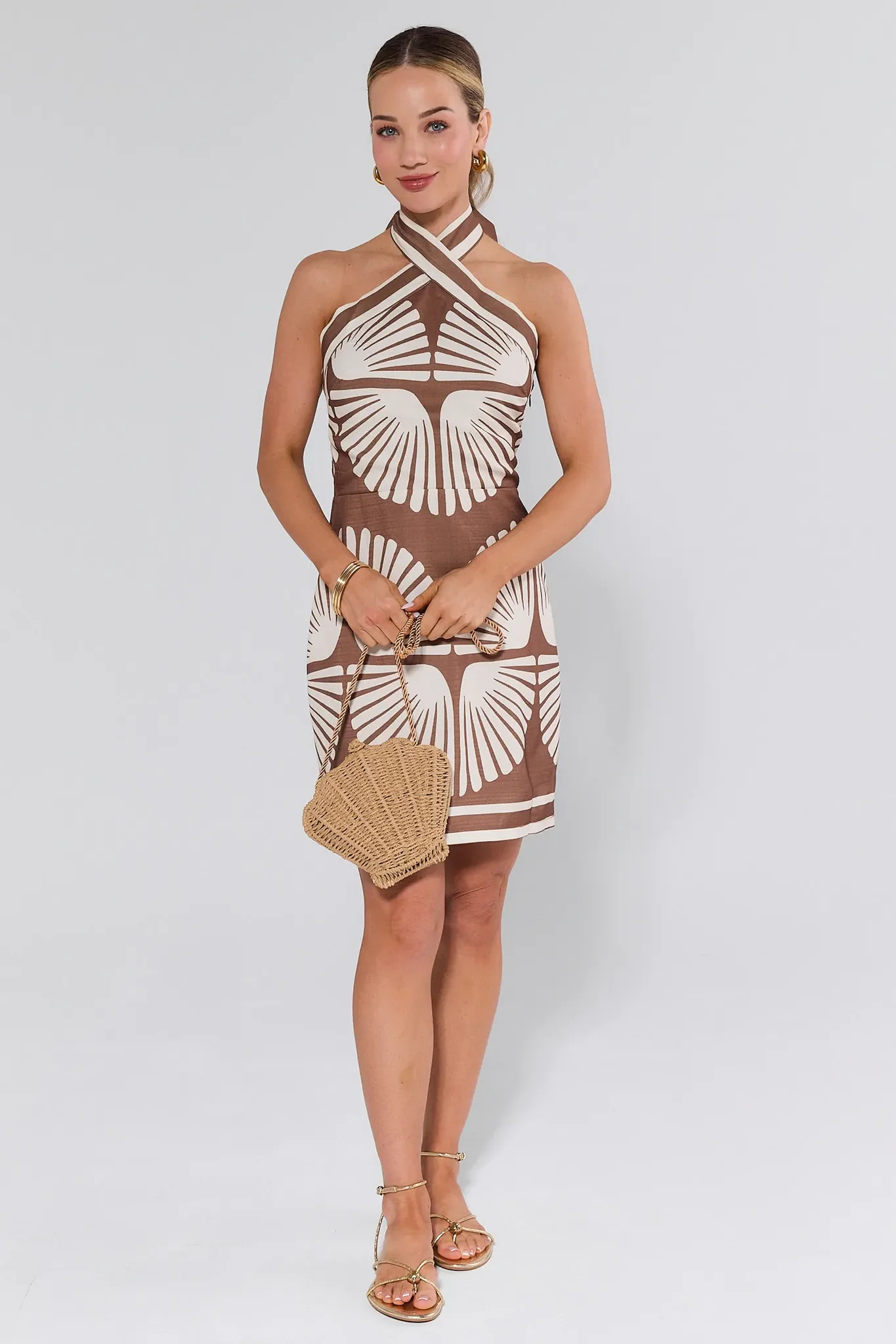 Carley Brown Halter Mini Dress | Avara