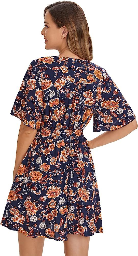 Milumia Womens Vintage Boho Button Up Split Floral Print Flowy Party Dress | Amazon (US)