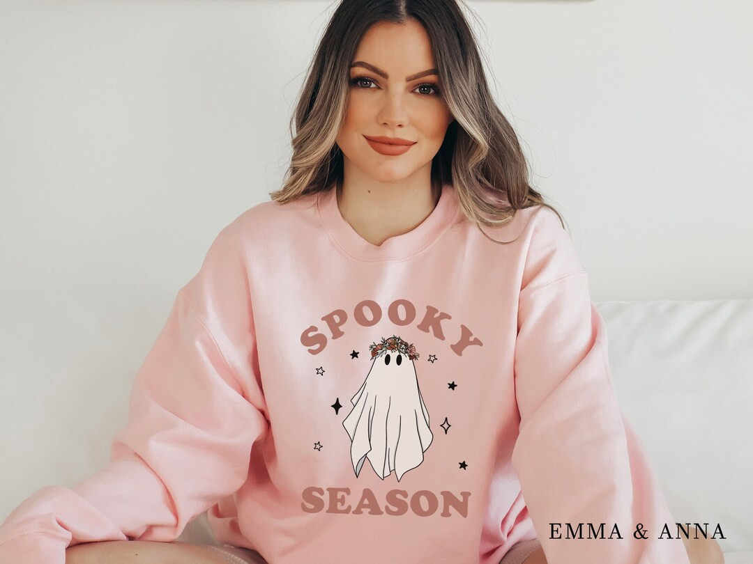 Spooky Season Sweatshirt, Halloween Sweatshirt, Halloween Sweater, Floral Ghost Shirt, Retro Hall... | Etsy (US)