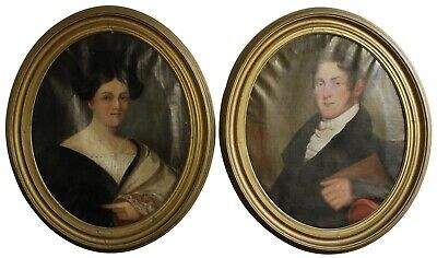 Pair 18th Century Colonial Oil Paintings Husband Wife American Oval Portrait 35"  | eBay | eBay AU