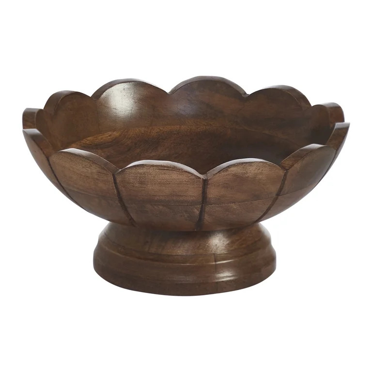My Texas House Brown 9" Mango Wood Scallop Decorative Bowl | Walmart (US)