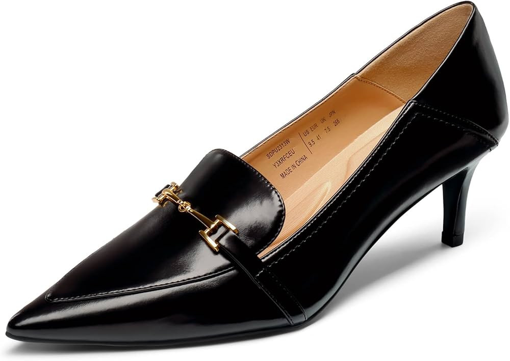 DREAM PAIRS Women's Pointed Toe Low Kitten Heels Loafers Pump Comfort Dress Work Wedding Shoes fo... | Amazon (US)