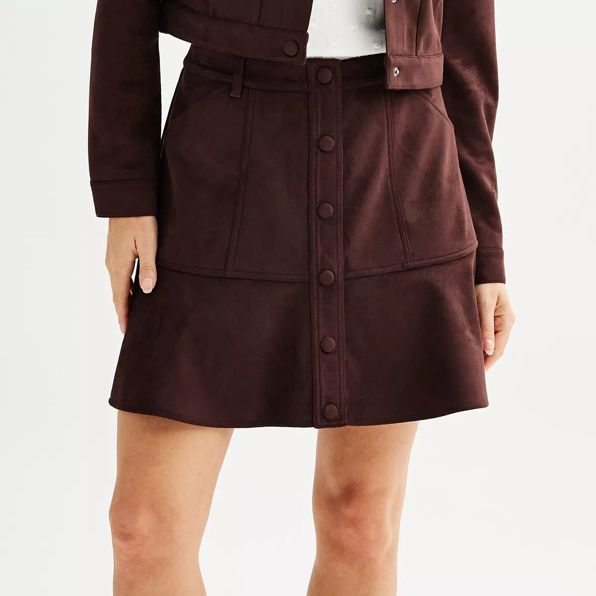 Women's Draper James Faux Suede Button Front Mini Skirt | Kohl's