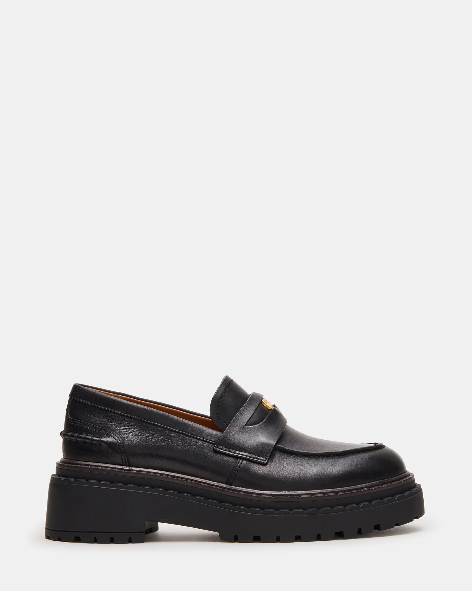 RAFTUS Black Leather Platform Lug Women's Loafer | Steve Madden (US)