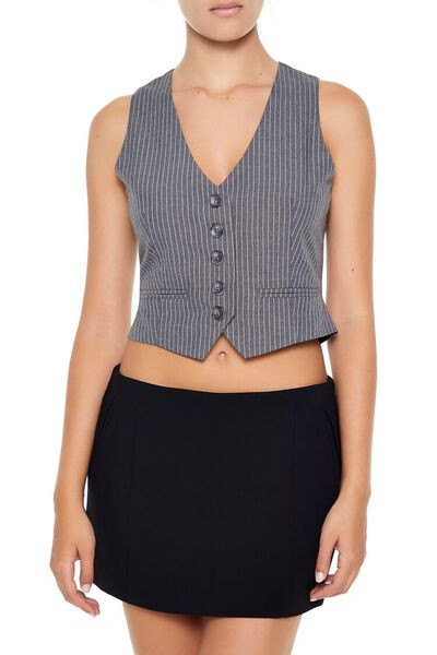 Pinstriped Cropped Vest | Forever 21