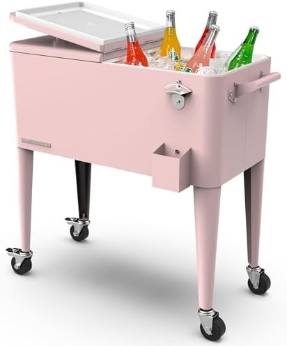 Permasteel 80-Qt Large Outdoor Patio Cooler with Wheels & Handles, Portable Rolling Hard Cooler f... | Amazon (US)