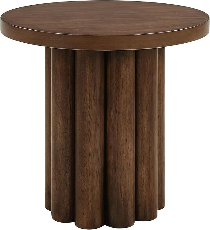 Acme Sanat Contemporary MDF Wood & Veneer Round End Table in Brown | Amazon (US)