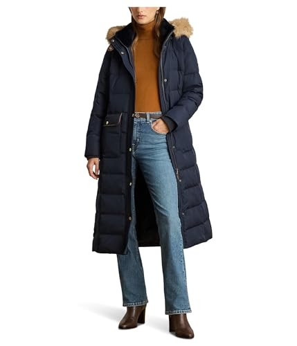 Lauren Ralph Lauren Womens Ff Trim Puffer 50/50 45" Dark Navy X-Large | Amazon (US)