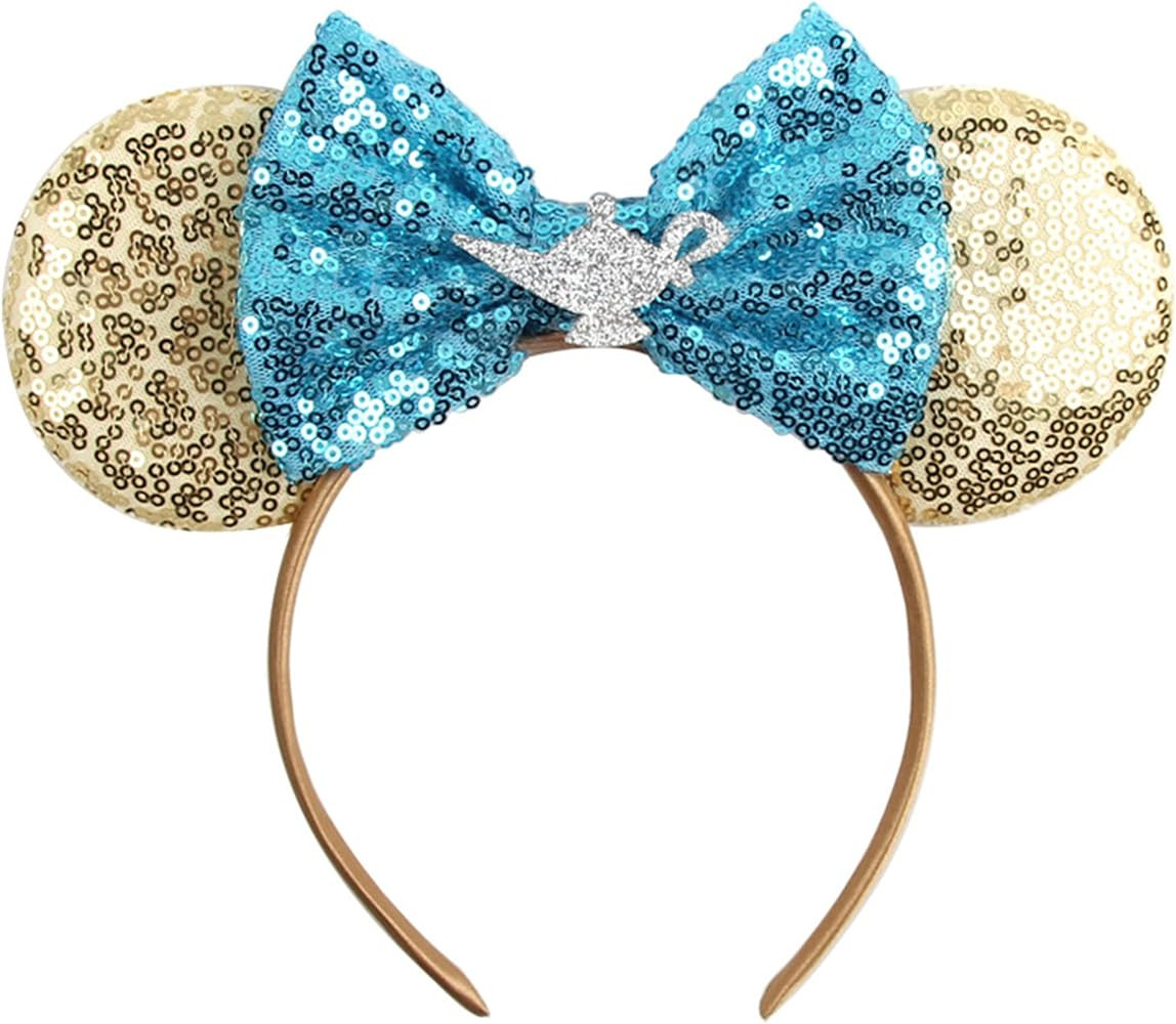 MADO Jasmine Mouse Ears Headband, Gold Blue - Women Girls Costume Headwear, Princess Dress Access... | Amazon (US)