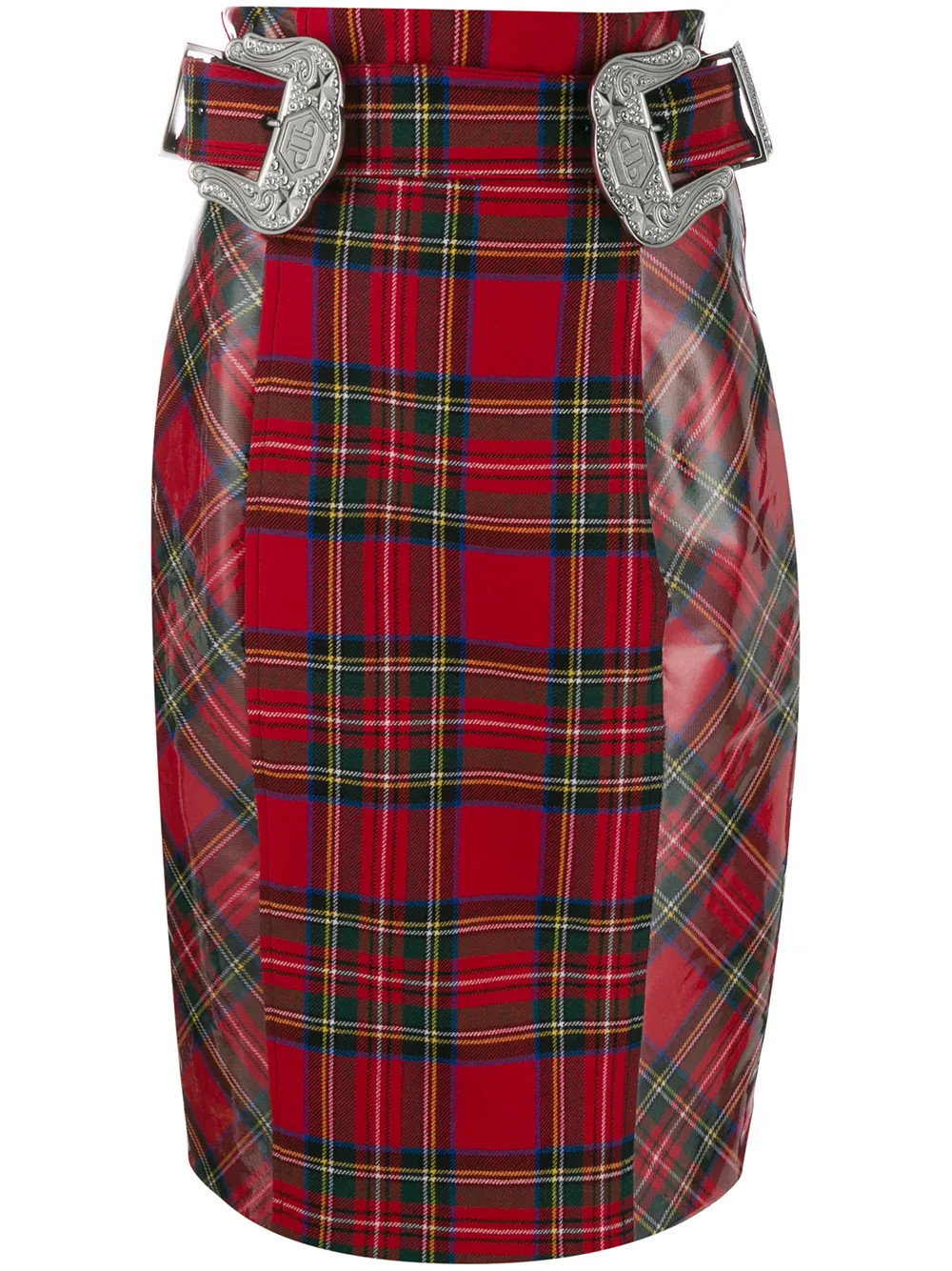 Philipp Plein Tartan Pencil Skirt | Red | FARFETCH UK | Farfetch Global