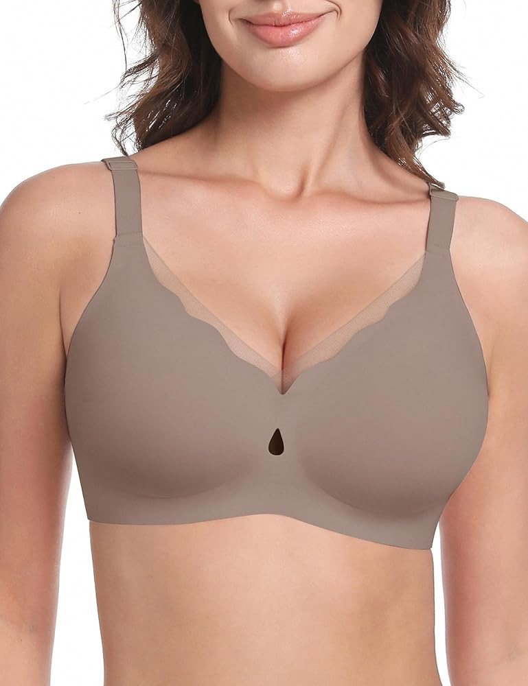 LUCKMEEY Bras for Women No Underwire Wireless Mesh Seamless T-Shirt Bra Full Coverage Push up Com... | Amazon (US)
