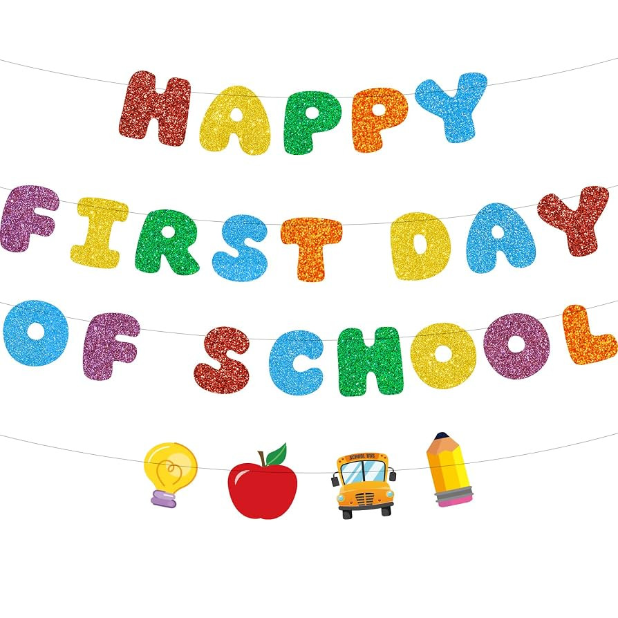 Happy First Day of School Banner Back to School Party Banner for Welcome Back to School Decoratio... | Amazon (US)