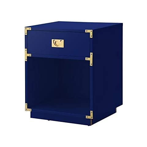 Posh Living Angela Nightstand with Metal Corner Brackets in White/Gold | Amazon (US)