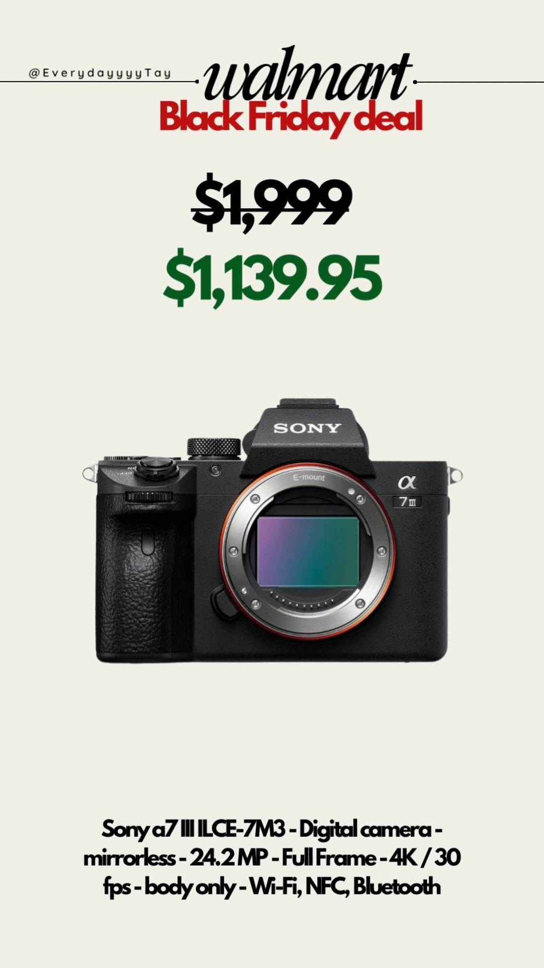Almost $900 off the Sony a7 III at Walmart for Black Friday!

#LTKSaleAlert #LTKGiftGuide #LTKCyberWeek