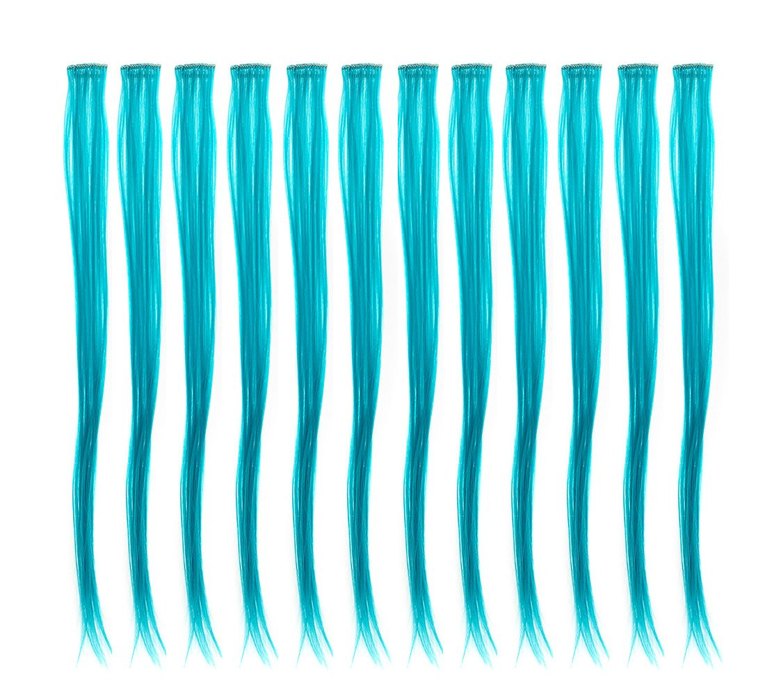 SWACC 12 Pcs Straight One Color Party Highlights Clip on in Hair Extensions Colored Hair Streak S... | Amazon (US)
