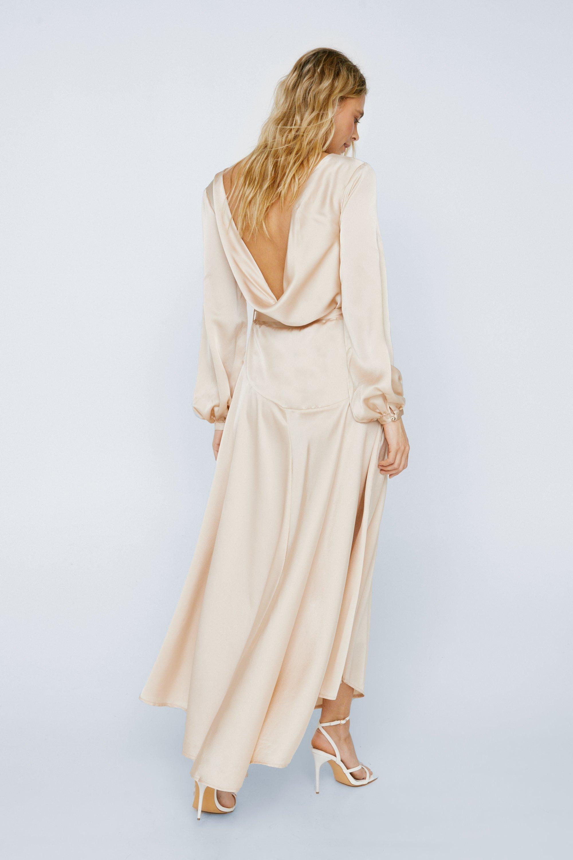 Cowl Back Satin Wrap Maxi Dress | Nasty Gal UK (+IE)