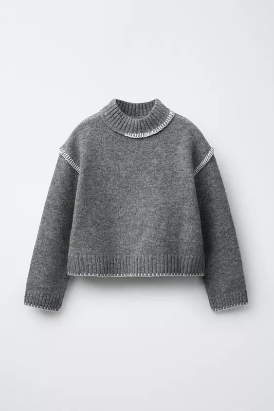 CONTRAST EMBROIDERED KNIT JUMPER | Zara US