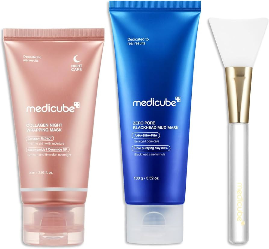 medicube Korean Viral Glass Skin Faical Mask Duo: Collagen Overnight Wrapping Peel Off Facial Mas... | Amazon (US)