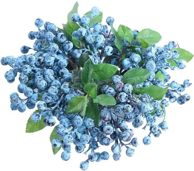 UUPP 6 Pcs Plastic Artificial Blueberries Fake Blue Berries Plant Blueberry Artificial Flowers fo... | Amazon (US)
