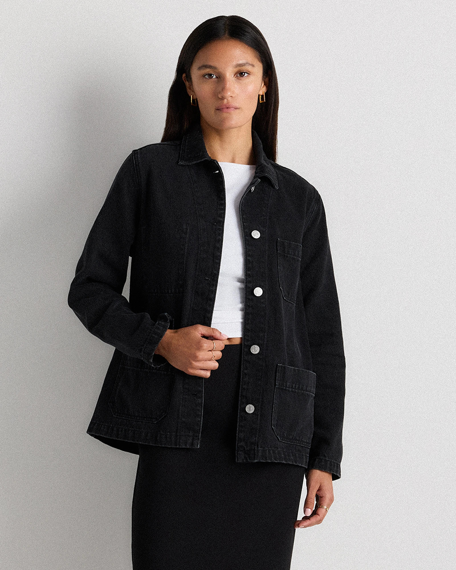 Quince | Women's Denim Chore Jacket in Indigo Blue, Size Large, Organic Cotton | Quince