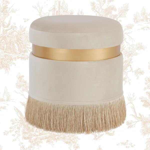 Laurelai 16" Wide Velvet Round Storage Ottoman | Wayfair Professional