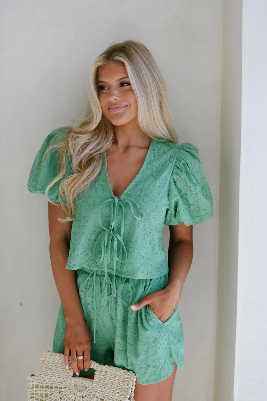 Baker Bow Tie Shorts Set-Green | These Three